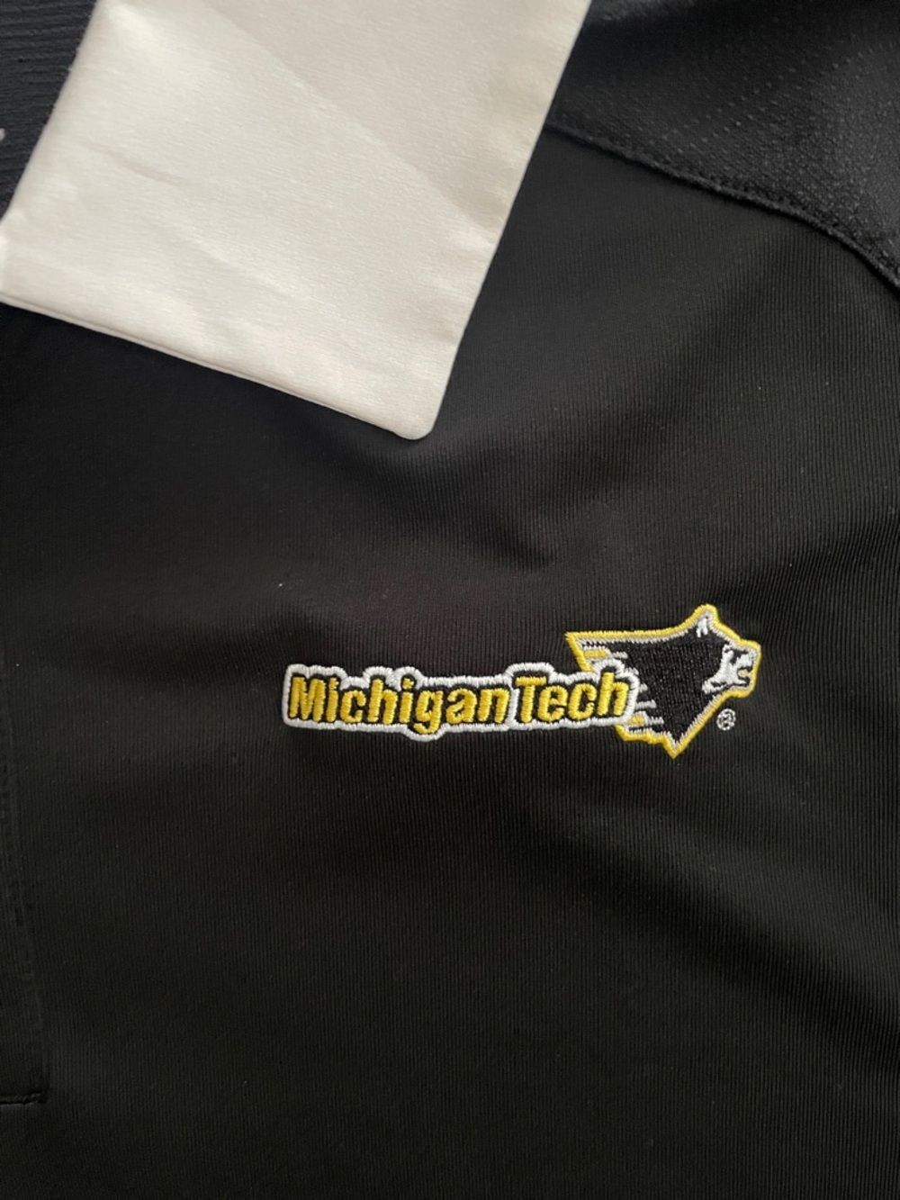 NIKE MICHIGAN TECH Black with White Contrast Collar DriFit Collegiate Sport Polo - Picture 3 of 11